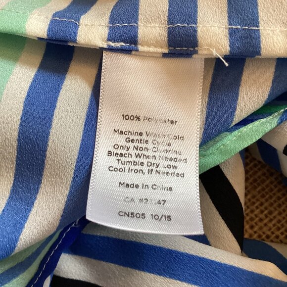 Talbots Top Blouse Size Large Womens Multi-Color Striped Long Sleeve - Picture 3 of 9